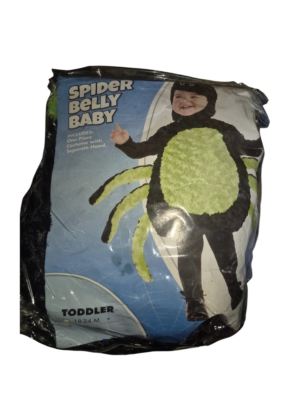Spider Belly Baby Toddler Spider Costume - Black & Lime Green